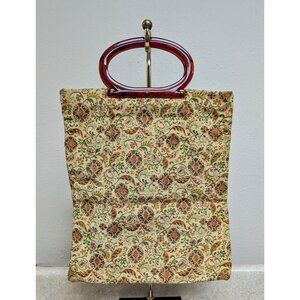 Vintage MCM Womens Handbag Floral Adjustable Tortoise Shell‎ Handles Art Deco